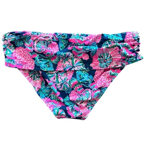 Lilly Pulitzer Lagoon Sarong Hipster Bikini Bottom Navy Size 6 NWT - Picture 2 of 9